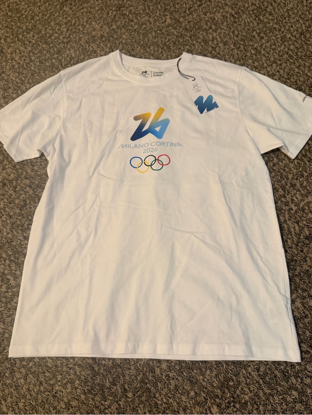 Milano Cortina 2026 White Logo Short Sleeve T-Shirt - Picture 11 of 11